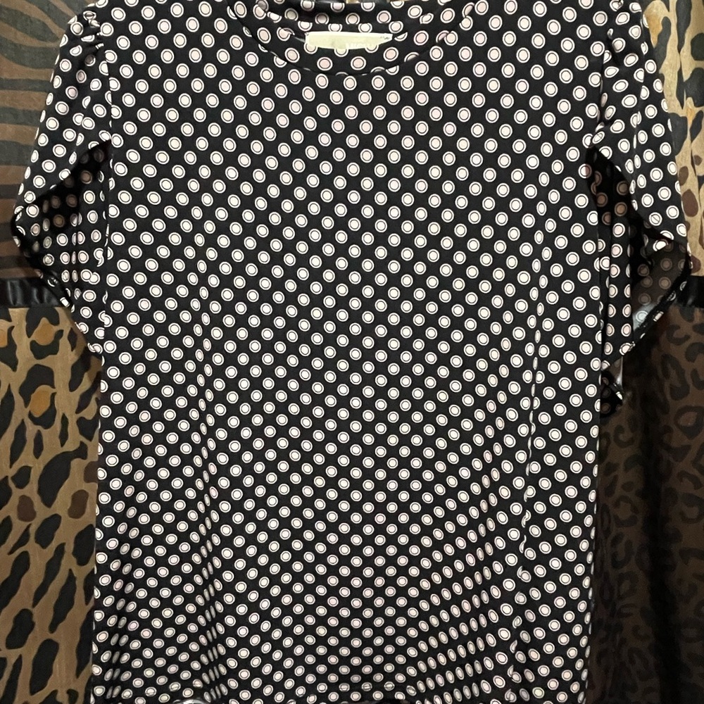 Michael Kors Black and White Polka Dot Short Sleeve Tee